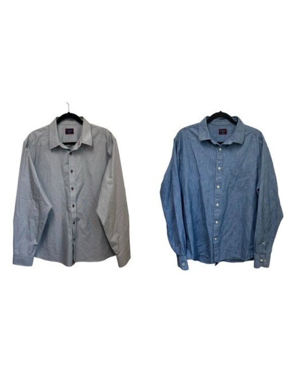 Untuckit Men's XL Button Down Shirt Lot of 2 Penfolds Long Sleeve Gray Blue